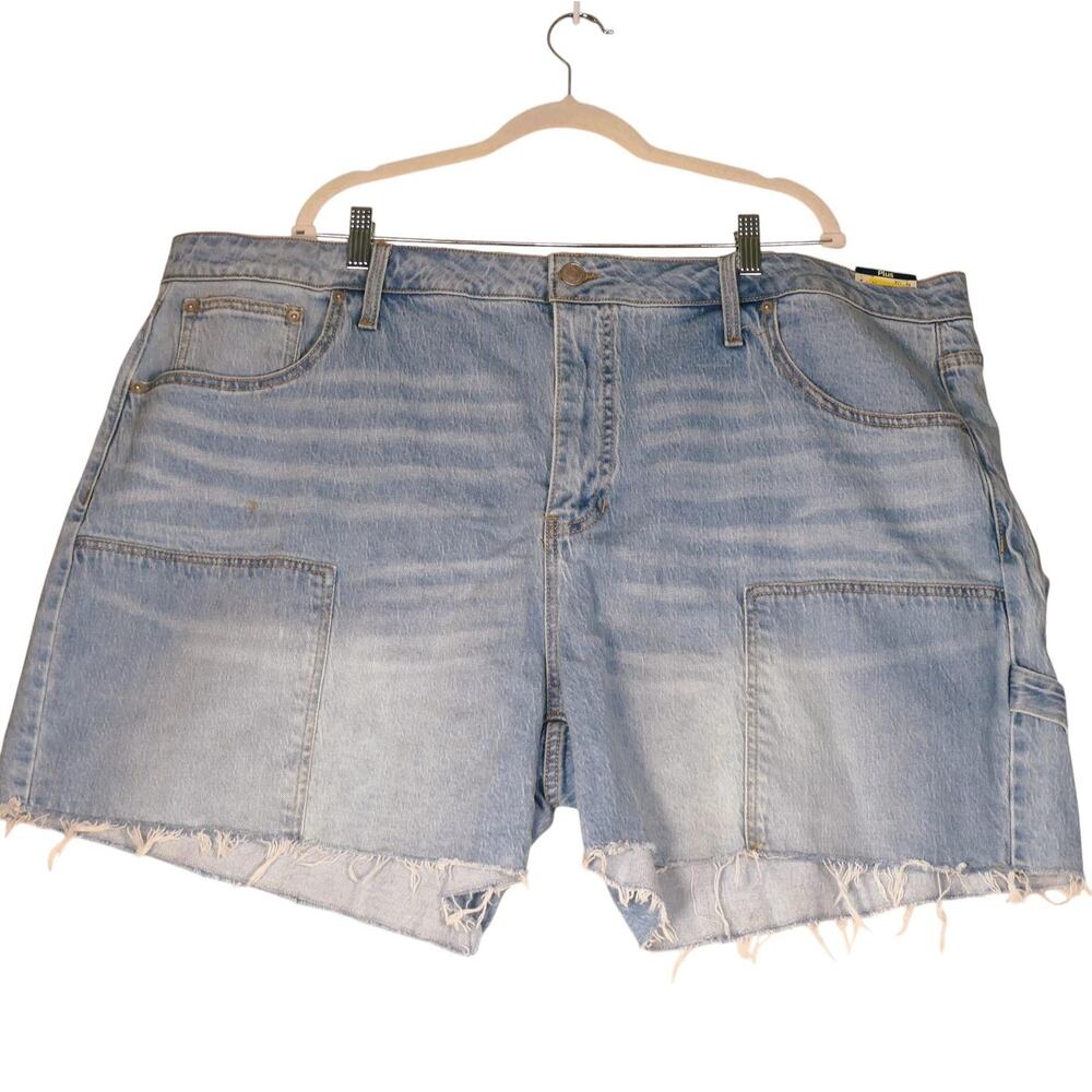 Terra & Sky Shorts Womens 26W Blue Denim Cutoff Raw Hem Carpenter Stretch Casual